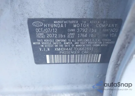 2013 Hyundai Elantra Limited из США, поврежденный, VIN KMHDH4AE7DU662891